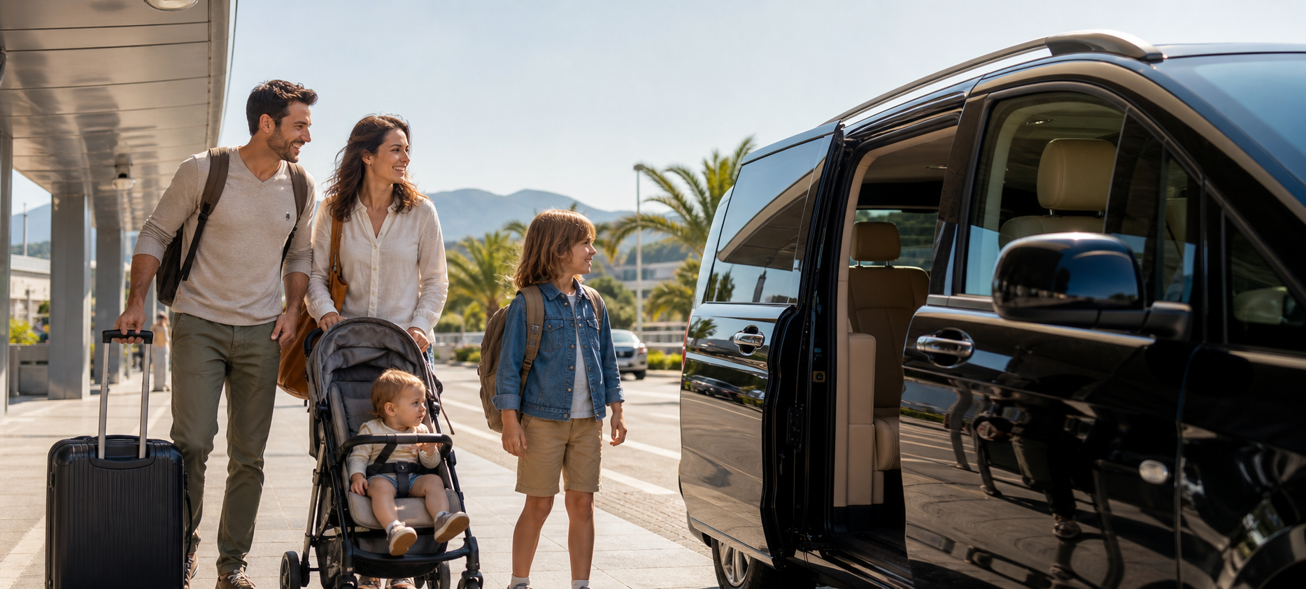 Luchthaventransfer in Spanje met kinderen