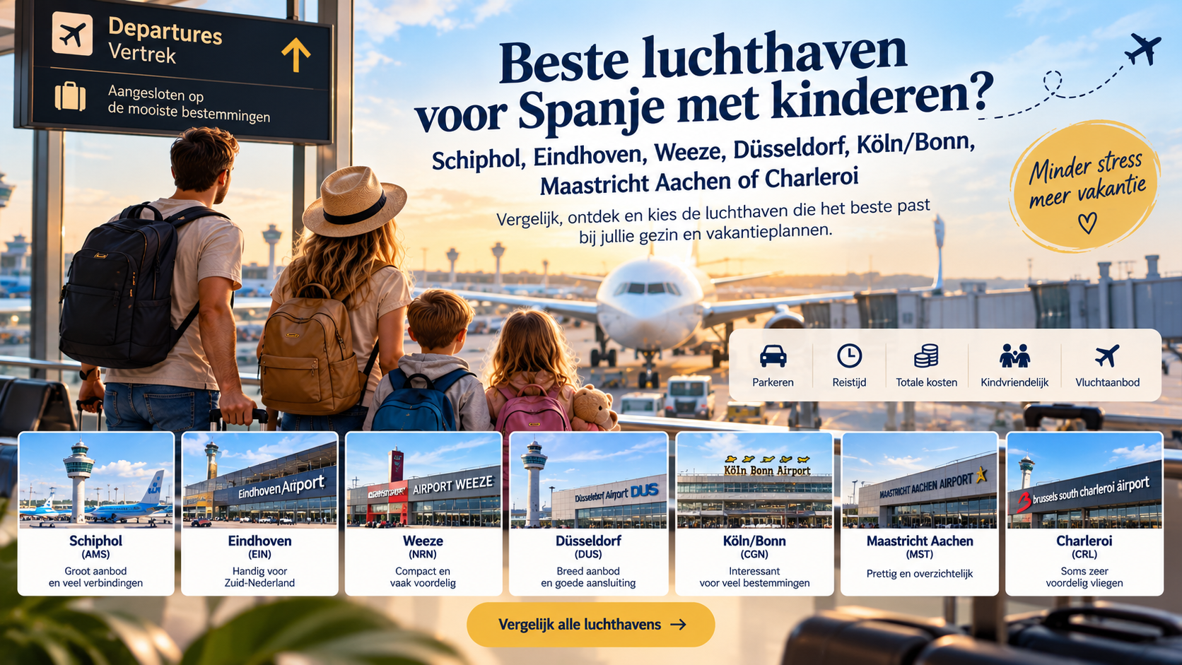 Beste luchthaven voor Spanje met kinderen vergelijken